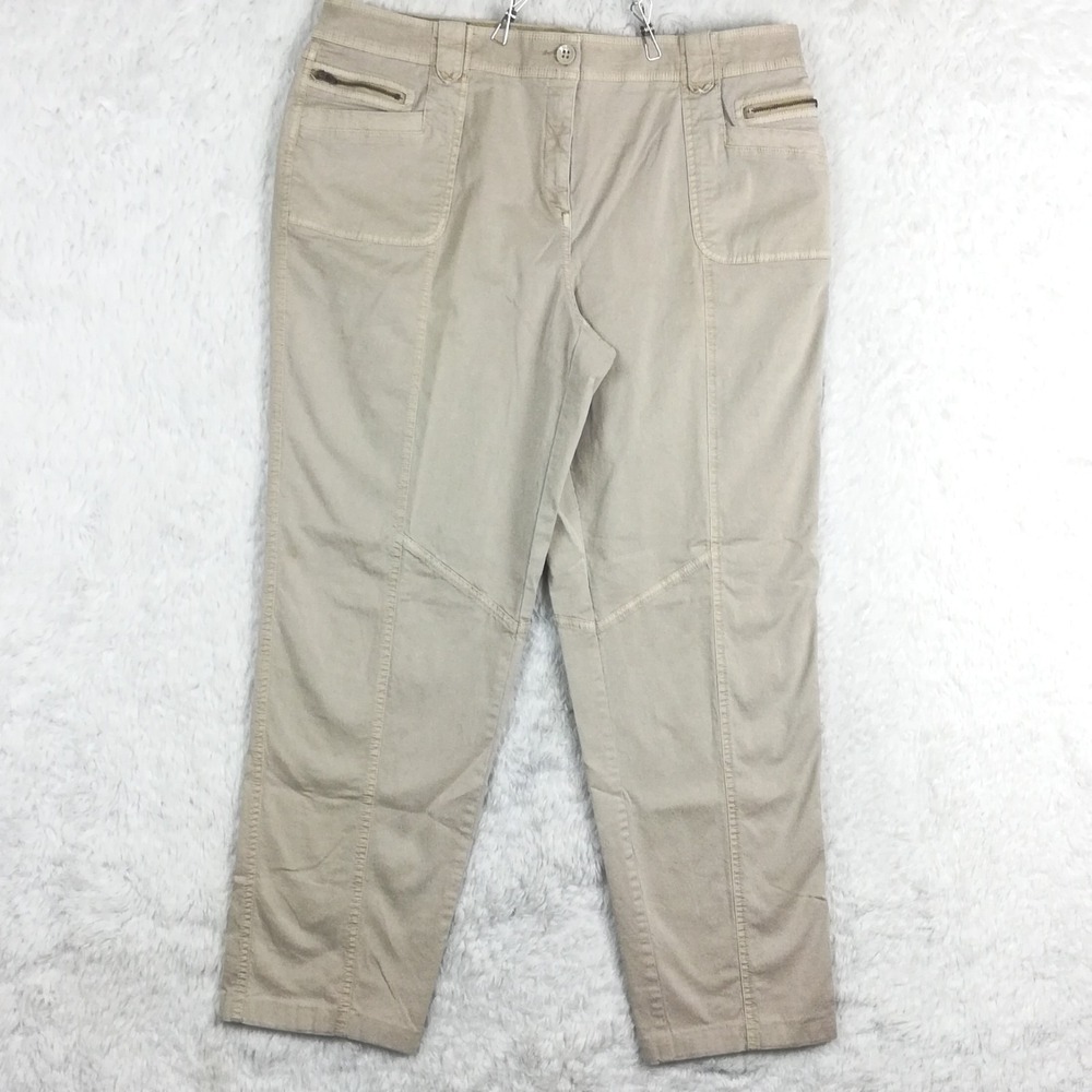 Chico's So Slimming Womens Pants Utility Crop Khaki Ripstop Ultimate Fit Slim 3